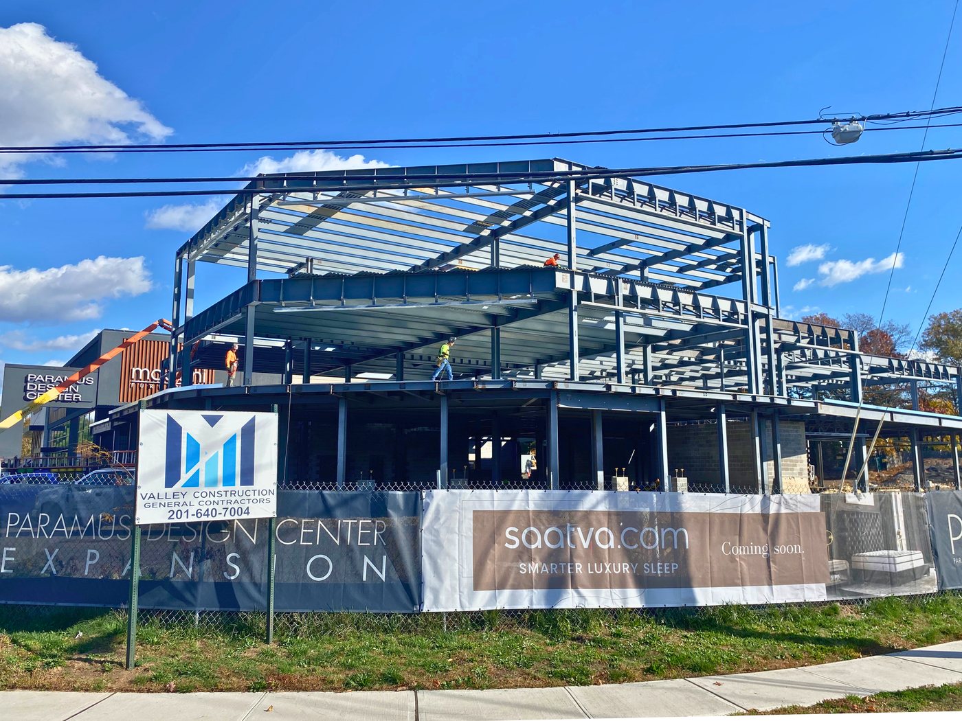 Steel-frame expansion under construction by Valley Construction
